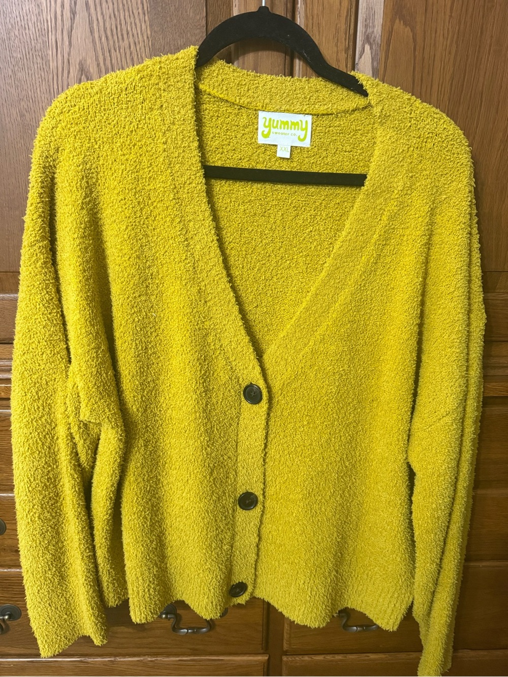 Yummy Women's Mustard Bouclé Button-Front Cardigan